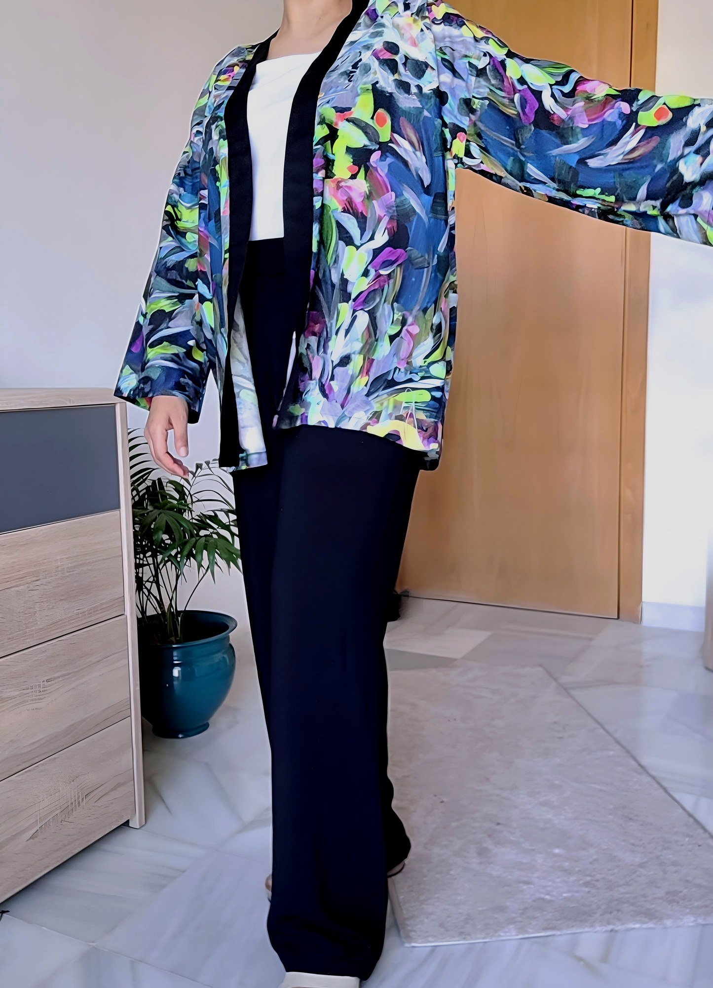 Kimono cardigan en lin coloré