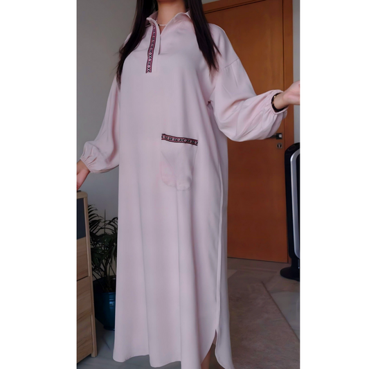 Robe en crêpe de soie Rose poudré