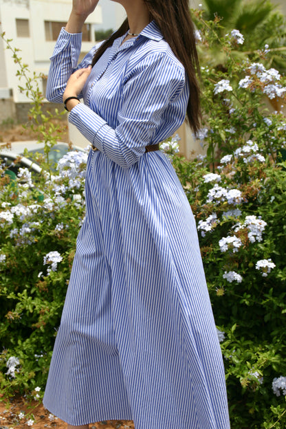 Robe en coton rayée