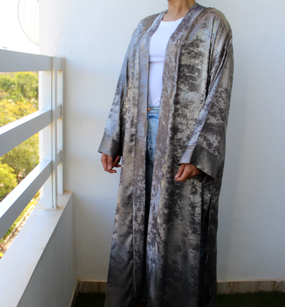 Kimono Abaya fluide en gris lumineux