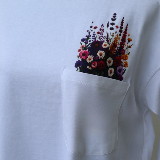 T-Shirt oversize 100% coton - fleurs en couleur