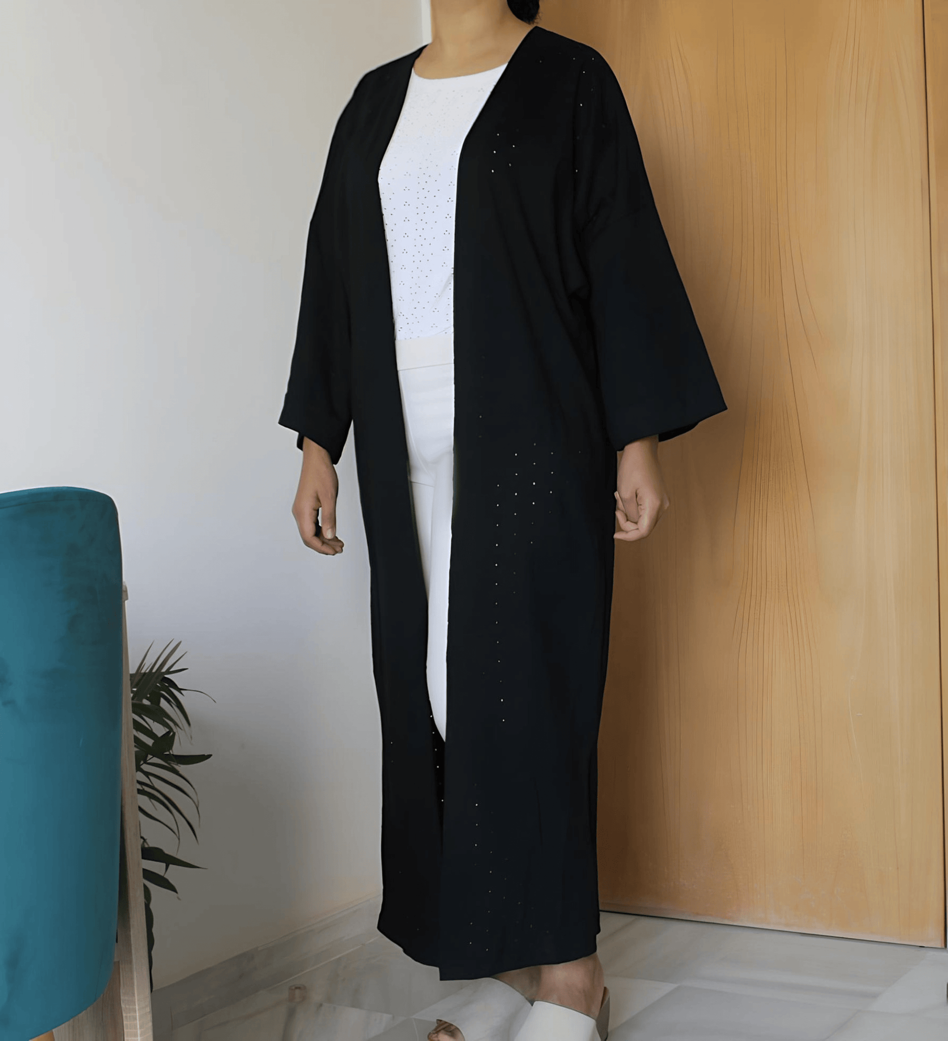 Kimono femme brodé noir