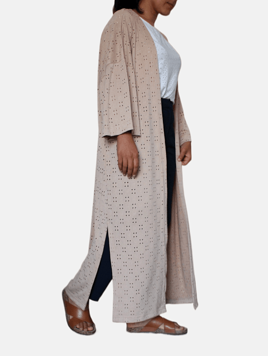 Kimono long femme beige